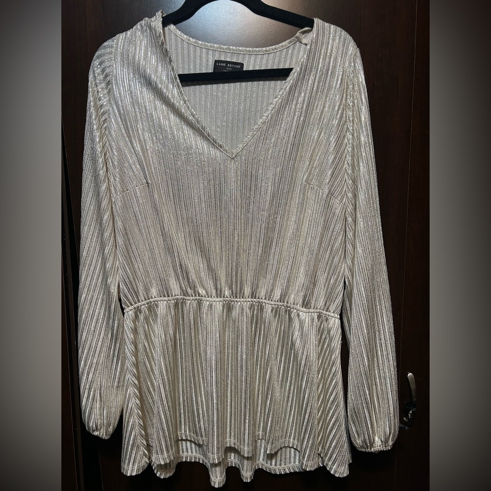 Lane Bryant Shimmering Silver Blouse